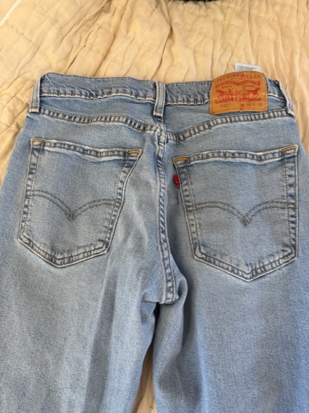 Levi's Light Blue Distressed Straight-Leg Jeans - Picture 12 of 12